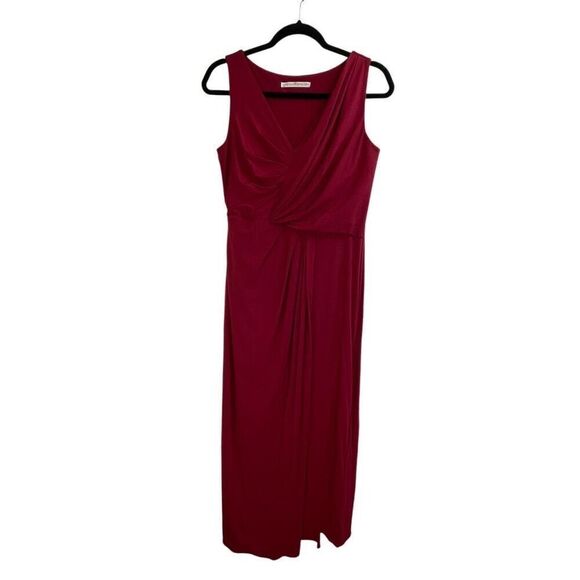 Peruvian Connection Red Cotton Drapey Ruched Maxi Dress Size S - Picture 1 of 8